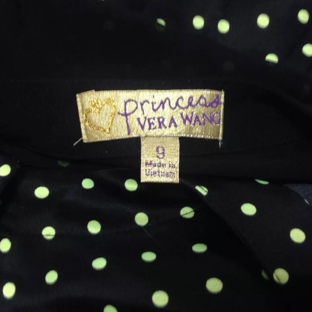 Princess Vera Wang Womens Dress size 9 Black Green Polka Dot Sheer Back Casual - Picture 8 of 8